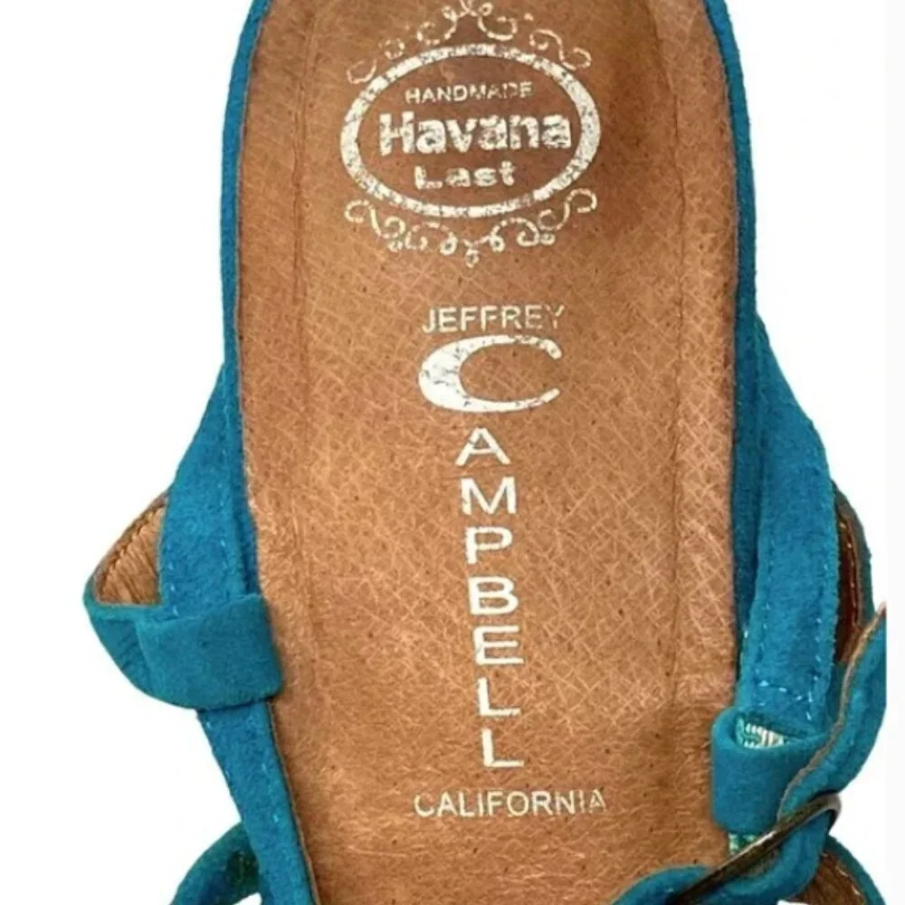Jeffrey Campbell Jenna Teal Suede Platform Esparto Rope Espadrilles - Size 11